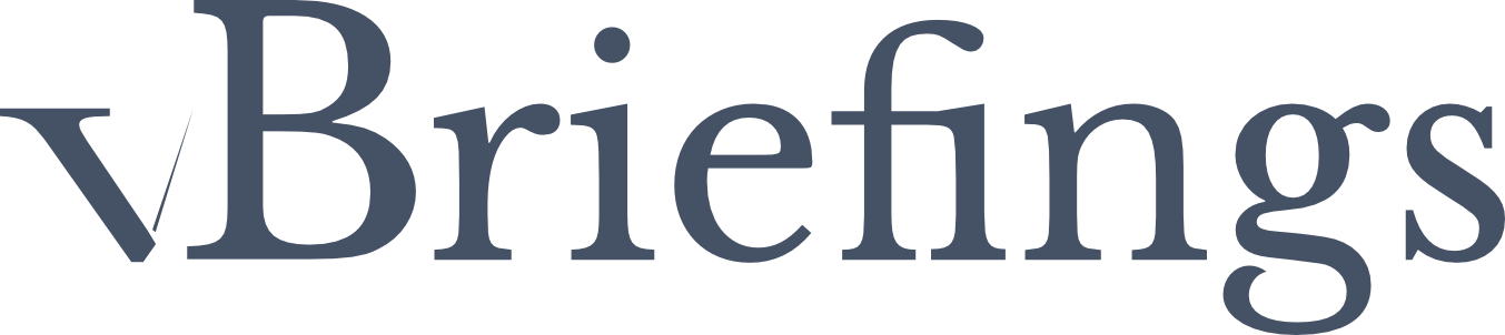 This is a stylized text logo spelling "vBriefings."